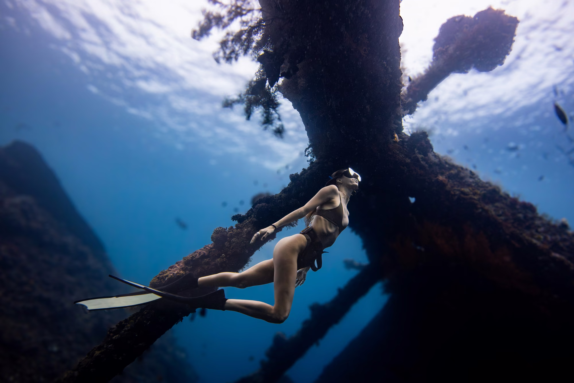 Diving the wreck in Amed, Bali